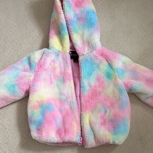 Rothschild Pastel Rainbow Faux Fur Hooded Jacket